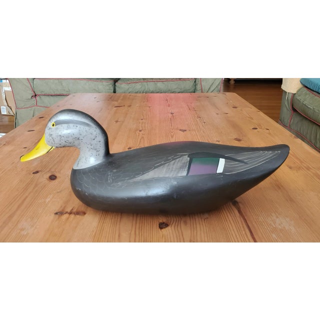 Hand Carved Black Duck Decoy by Bill Collins For Sale - Image 11 of 11