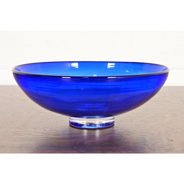 Blue Jeff Zimmerman for Tiffany & Co. Cobalt Blue Art Glass Centerpiece Bowl or Fruit Bowl For Sale - Image 8 of 8