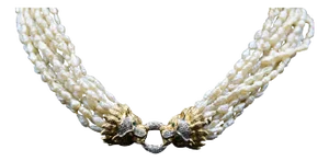 The Lewisham: Ladies Original Cardow Pearl Necklace with 14K Gold Lion's Head Clasp