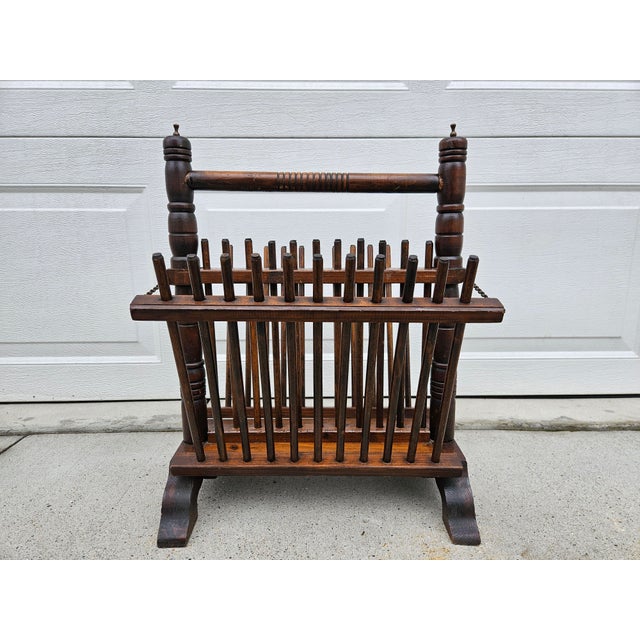 American 1930s Arts and Crafts Wooden Magazine Rack For Sale - Image 3 of 15