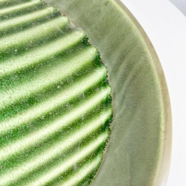 1970s 1970s Modernist Art Optical Dish Green Stripe Plate Usa For Sale - Image 5 of 10