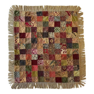 Vintage Brocade Patchwork Quilt For Sale