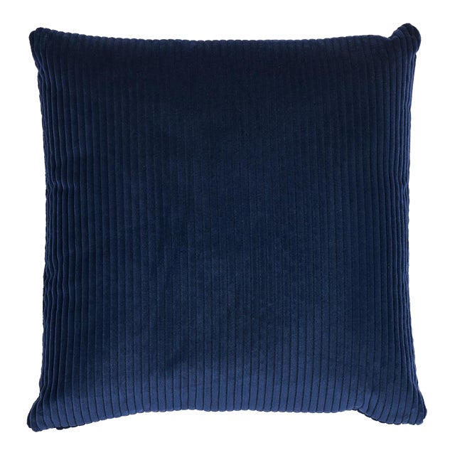 Schumacher Wyatt Corduroy 24" Pillow in Navy For Sale