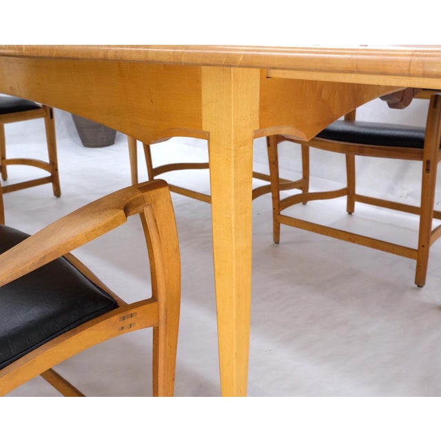 Late 20th Century Solid Curly Maple Table 6 Chairs Bench Hand Made Jointly Studio Dining Set For Sale - Image 12 of 18