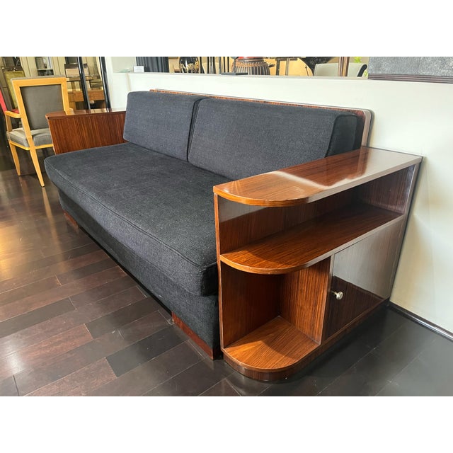 1930s French Art Deco Sofa in the Style of Jean Michel Frank in Indian Rosewood For Sale In Los Angeles - Image 6 of 9