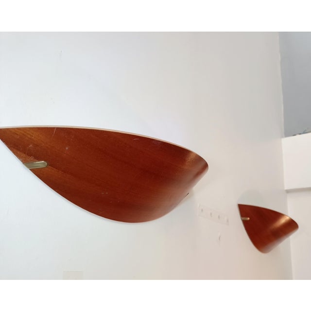 Wood and Brass Wall Lights from Declic, 1980s, Set of 2 For Sale - Image 10 of 10
