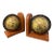 Vintage MCM Wood Rotating Globe Old World Map Bookends For Sale