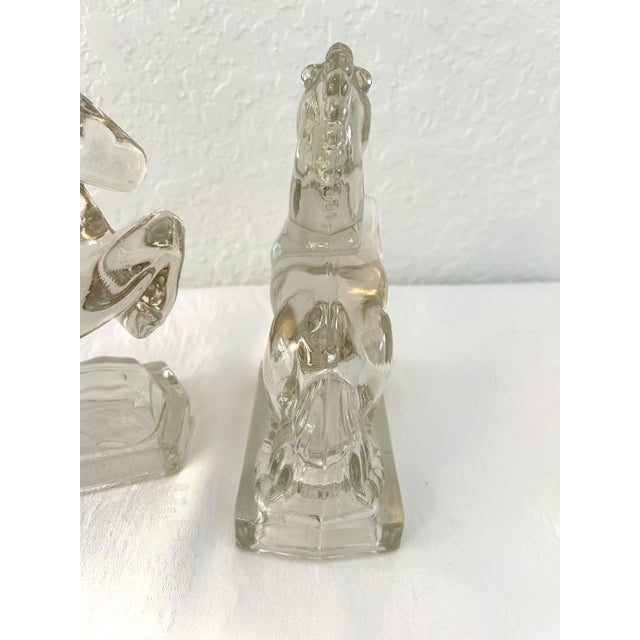 1970s Glass Rearing Horse Bookends, a Pair For Sale - Image 4 of 4