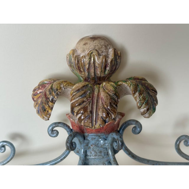 Hollywood Regency Italian Hand-Carved Lantern Wall Light, 1980s For Sale - Image 14 of 18