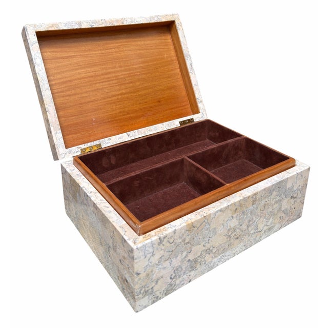 1980s Modern Maitland Smith Travertine Marble Jewelry Box For Sale - Image 5 of 6