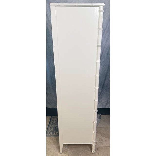 Chinoiserie Late 20th Century White Thomasville Faux Bamboo Armoire, Attributed For Sale - Image 3 of 11