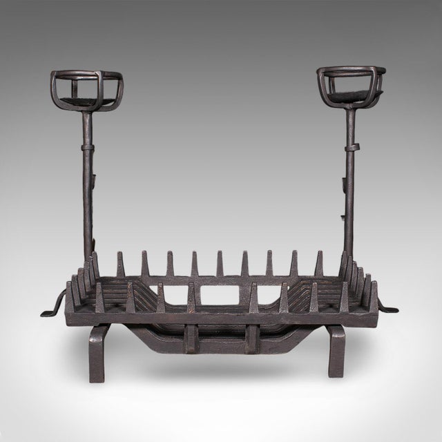 Antique Fireplace Set, English Cast Iron, Fire Basket, Mulling Andiron, Georgian For Sale - Image 4 of 11