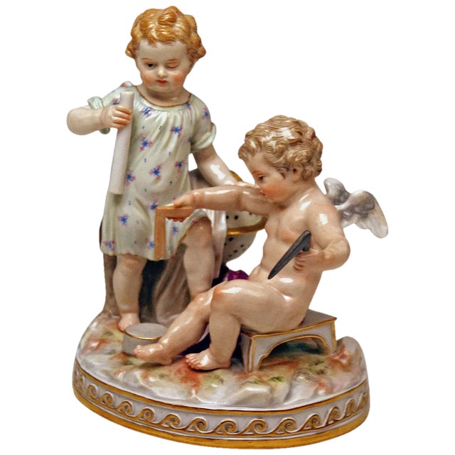 Model C47 Cherubs Allegory of Geometry Figurine by Acier for Meissen, 1870s For Sale