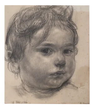 Carl Albert Angst, Nourrisson, Pencil on Paper, Framed