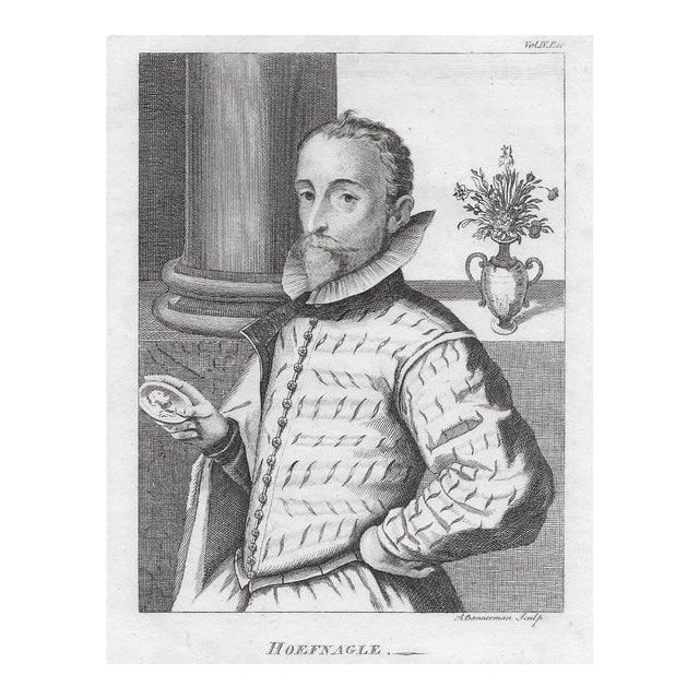 18th Century Portrait Engraving of Flemish Artist Joris Hoefnagle For Sale