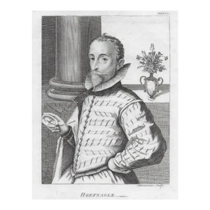 18th Century Portrait Engraving of Flemish Artist Joris Hoefnagle