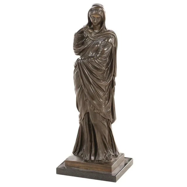 Antique Classical Bronze Statue of a Woman For Sale - Image 9 of 9