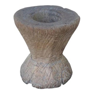 Solid Teak Granary Mortar From Java, Indonesia, C. 1950 For Sale