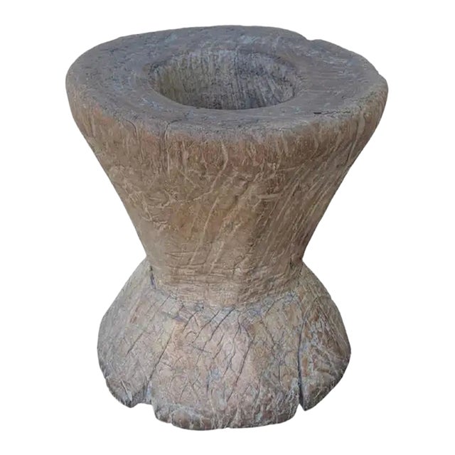 Solid Teak Granary Mortar From Java, Indonesia, C. 1950 For Sale