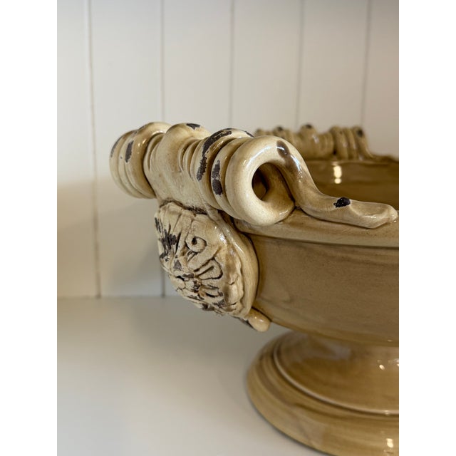 Late 20th Century Late 20th Century Large Handcrafted Ceramic Pedestal Compote For Sale - Image 5 of 16