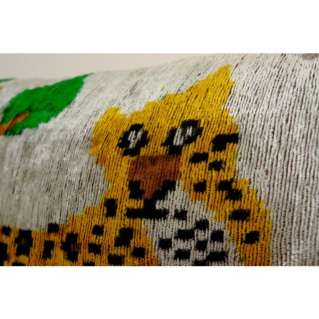 Silk Ikat Velvet Pillow, Animal Pillows With Tree Design For Sale - Image 4 of 6