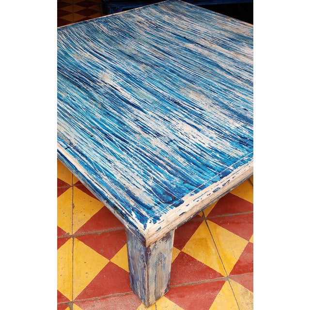 Moroccan Wooden Bleach Blue Coffee Table Chairish