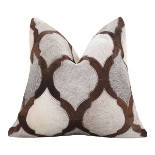 Luxury Moroccan Genuine Hair-on Cowhide Pillow 18x18 | Handmade For Sale