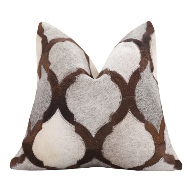 Luxury Moroccan Genuine Hair-on Cowhide Pillow 18x18 | Handmade For Sale