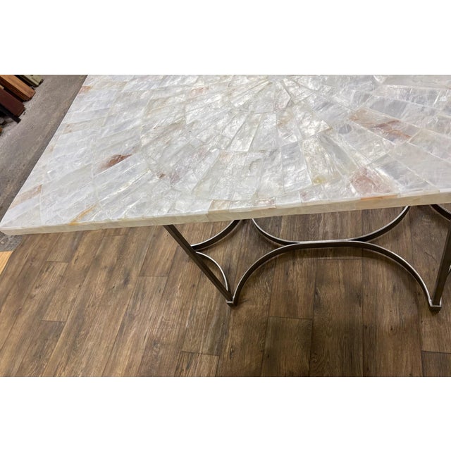 Vintage Hooker Furniture Co Selenite Mosaic Sunburst Dining Table Writing Desk For Sale - Image 10 of 12