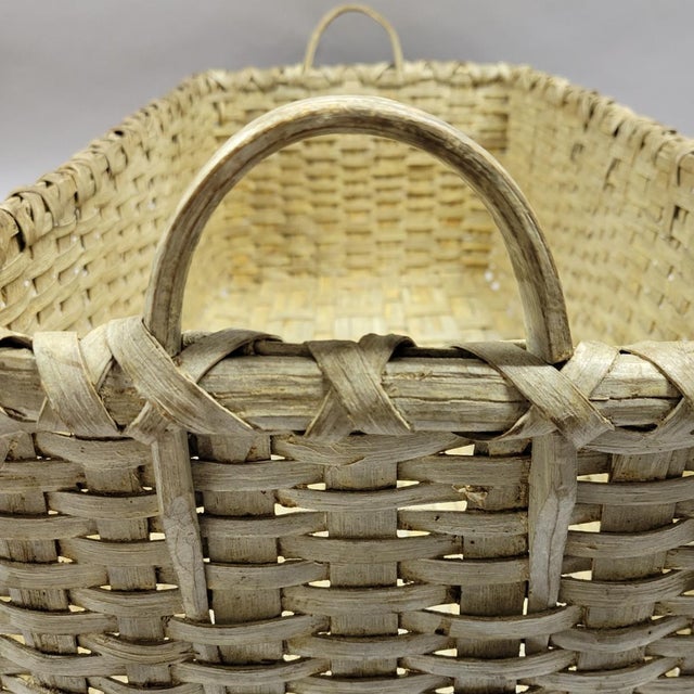 Antique American North Carolina Painted 2 Handled Gathering Basket For Sale - Image 9 of 12