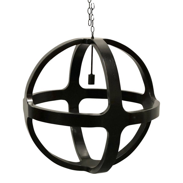 Modern Ebony Circular Chandelier / Lighting Pendant, Contemporary For Sale