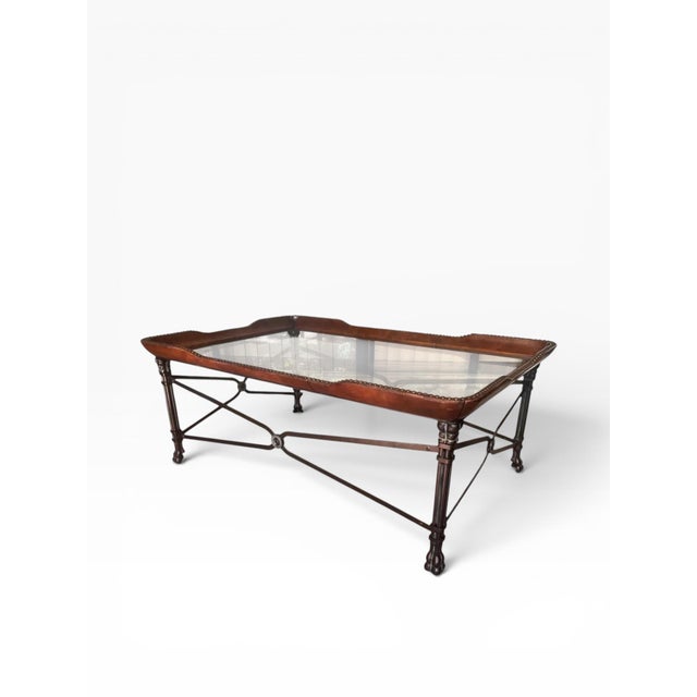 Maitland-Smith Attributed Leather and Steel Coffee Table For Sale In Miami - Image 6 of 13