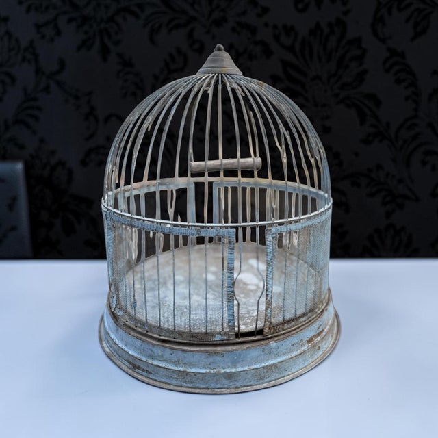 Antique Birdcage Hendryx Company Blue Metal Wire For Sale - Image 10 of 12