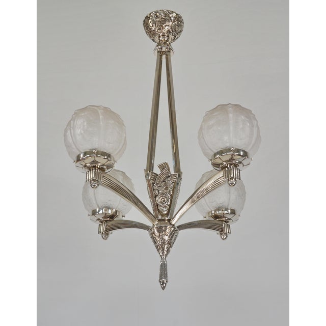 French Art Deco Chandelier by Louis Vandamme - 1930s France For Sale - Image 4 of 13