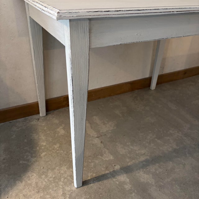 Wooden Dining Table in White Patina For Sale - Image 4 of 6