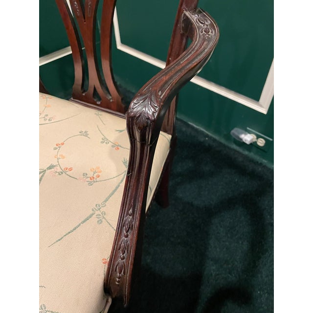 Chippendale Vintage Mahogany Elbow Chair – Chippendale Revival Elegance – Circa 1920s For Sale - Image 3 of 11