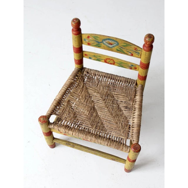 Wood Vintage Mexican Folk Art Children's Chair For Sale - Image 7 of 12