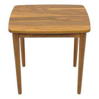 Contemporary Mid Century Danish Modern Style Small Teak Drinks Side Table For Sale
