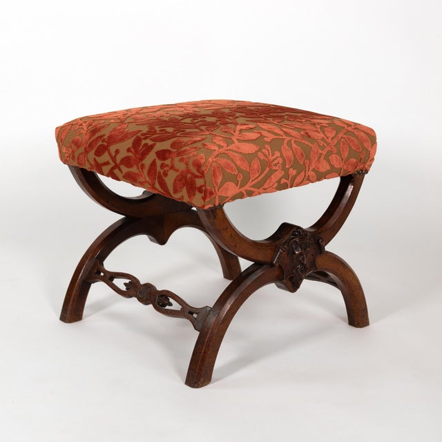 Carved Walnut Curule-Form Stool, French, Circa 1830 For Sale - Image 12 of 12