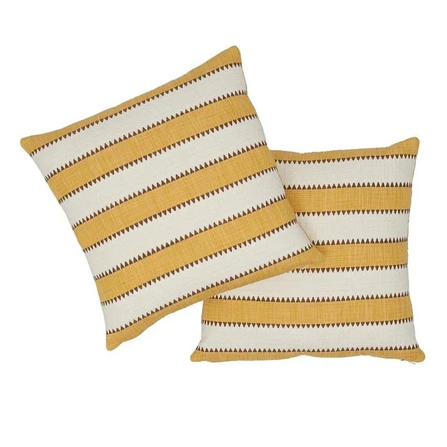 Contemporary Schumacher Isolde Stripe 20" Pillow in Yellow For Sale - Image 3 of 6