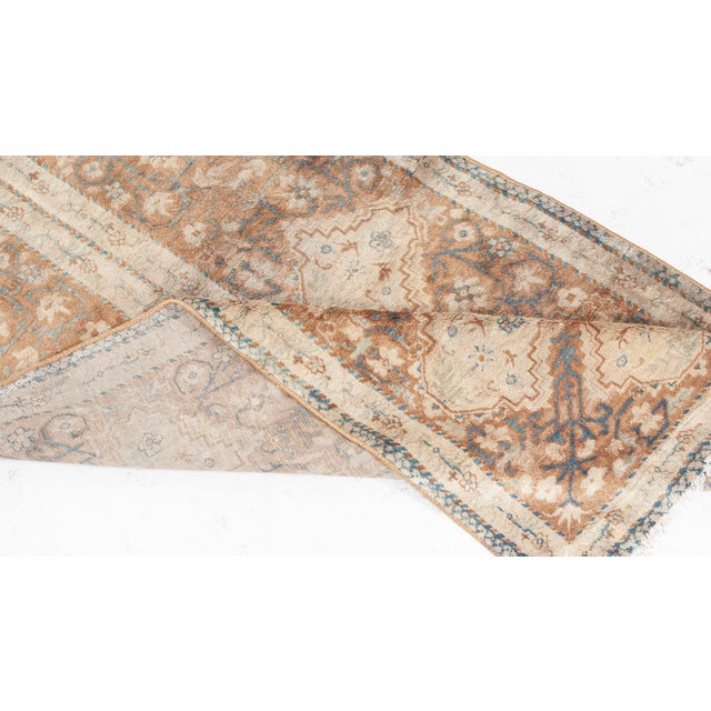 1900 - 1909 Antique Indian Beige and Brown Handmade Wool Runner Fragment For Sale - Image 5 of 7