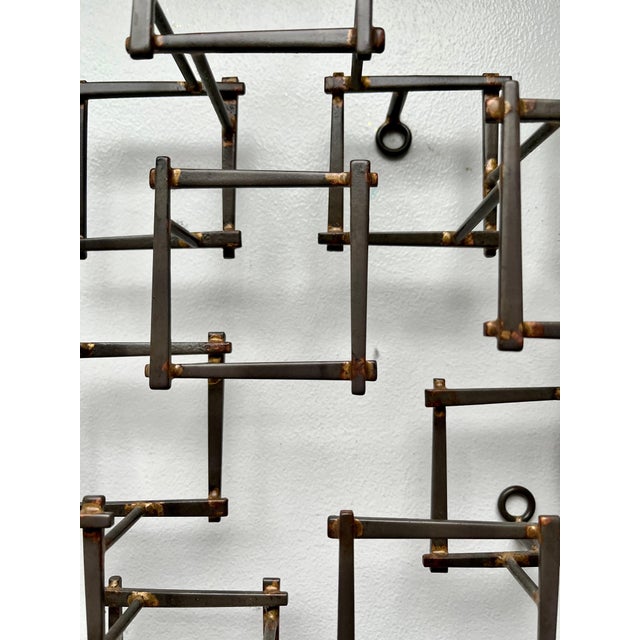 Vintage Brutalist Abstract Metal Nail Wall Art Sculpture, circa 1970 For Sale - Image 11 of 12
