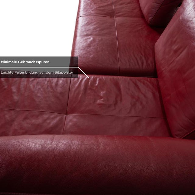 Dono 6100 Set Leather Corner Sofa with Ottoman in Red with Manual Function from Rolf Benz, Set of 2 For Sale - Image 16 of 18