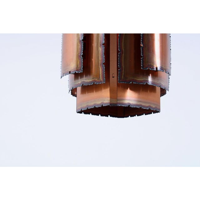 Brutalist Copper Pendant Lamp attributed to Svend Aage Holm Sorensen for Holm Sørensen & Co., 1970s For Sale - Image 4 of 17