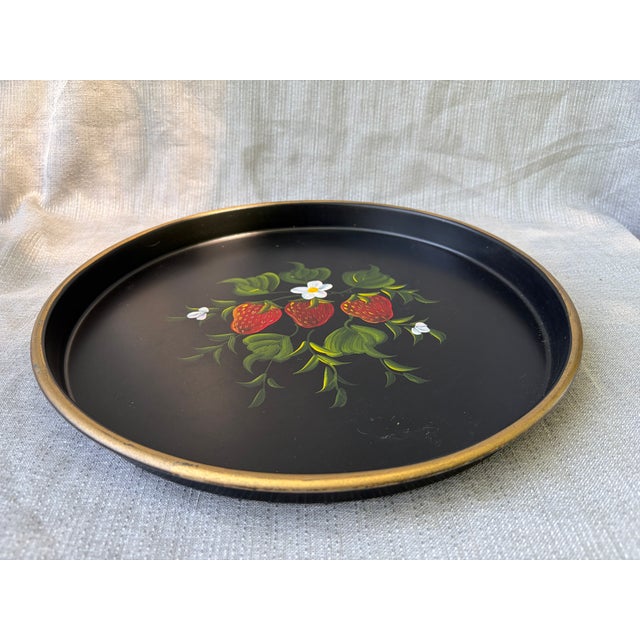 Vintage Strawberry Tole Round Tray For Sale - Image 17 of 17