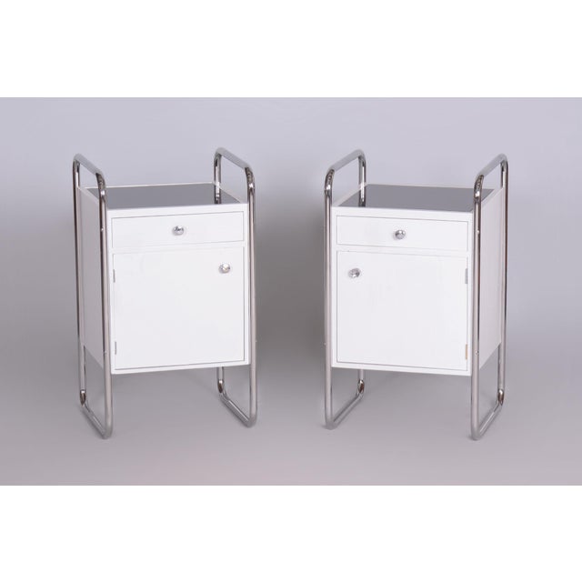 Bauhaus Bedside Tables in Chrome by Vichr, 1930s, Set of 2 For Sale - Image 9 of 9