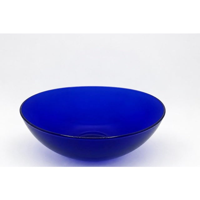 Late 20th Century Vintage Cobalt Blue Art Glass Decorative Bowl For Sale - Image 5 of 5