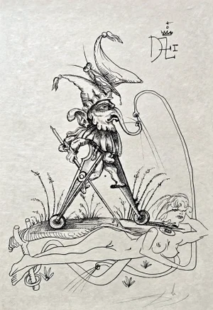 Salvador Dali, Pantagruel or Henry II from Les Songes Drôlatiques de Pantagruel, Original Large Lithograph, 1973
