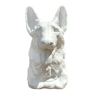Vintage Cast Concrete German Shepherd Head For Sale