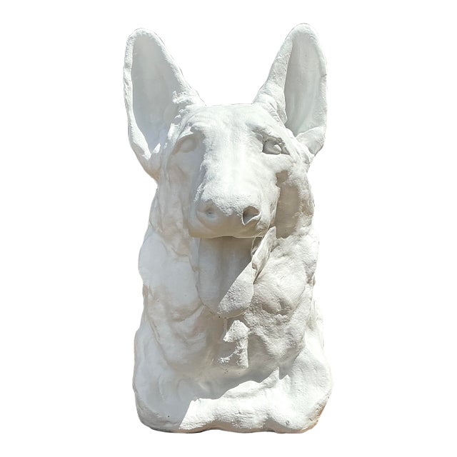 Vintage Cast Concrete German Shepherd Head For Sale
